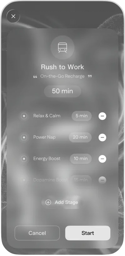 Unrush tailored focus and rest journey modal